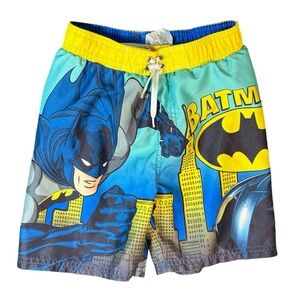 Batman Boys' Yellow & Blue Swim Trunks